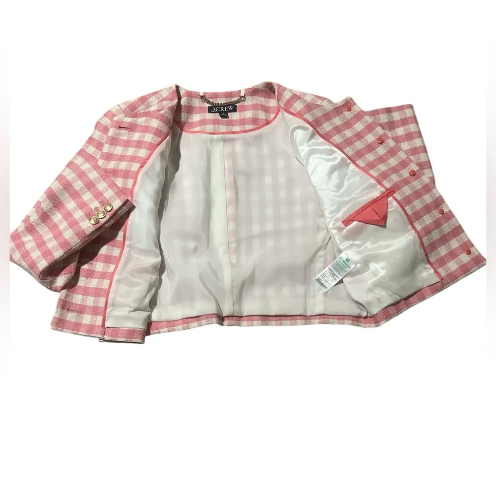 J.Crew Louisa Lady Jacket in Gingham Terry Tweed - Size 4 - Picture 9 of 11